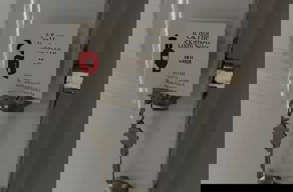 New deadbolt lock professionally installed for customer’s home security and entry access.